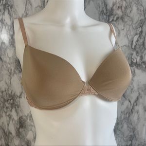 34C Victoria Secret Ipex Demi Nude Bra Lined Underwire Lace Plunge
